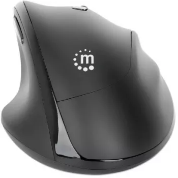 Manhattan ergonomická bezdrôtová myš, pre pravákov, nastaviteľné 800/1200/1600 dpi, 2,4 GHz (až do 10 m), šesť tlačidiel s kolieskom, kombinovaný USB-A a USB-C prijímač, čierna, AA batéria (súčasťou balenia), trojročná záruka