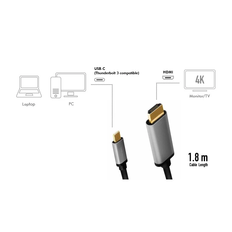LogiLink CUA0101 USB 3.2 Gen1 Type-C na HDMI-A kábel 1,8 m čierna sivá