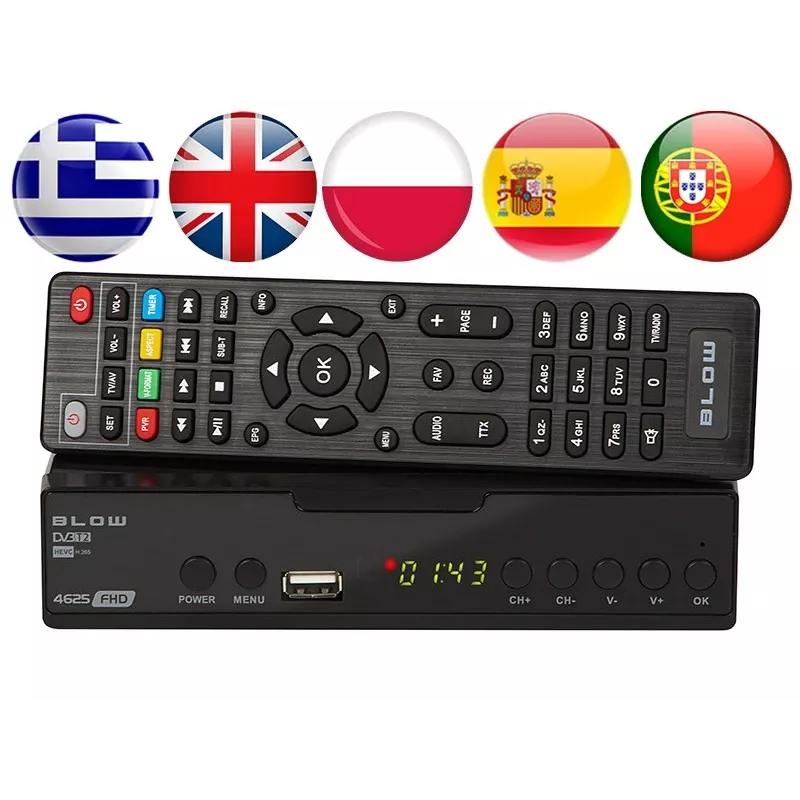 Digitálny TV tuner BLOW 4625FHD DVB-T2 H.265 terestriálny prijímač, HDMI, USB, SCART, Ethernet, S/PDIF