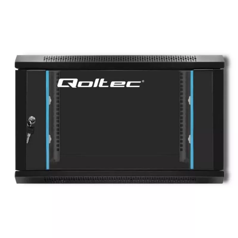 Qoltec 54465 19-palcová nástenná serverová skriňa 6U, 600 x 370 x 600 mm, dvere z tvrdeného skla, oceľ SPCC