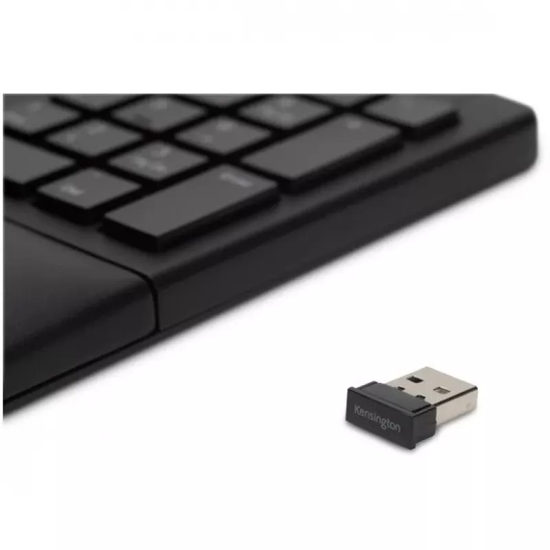 Kensington ProFit Ergo bezdrôtová klávesnica FR, plnoformátová (100%), káblová a bezdrôtová, RF Wireless + USB, AZERTY, čierna