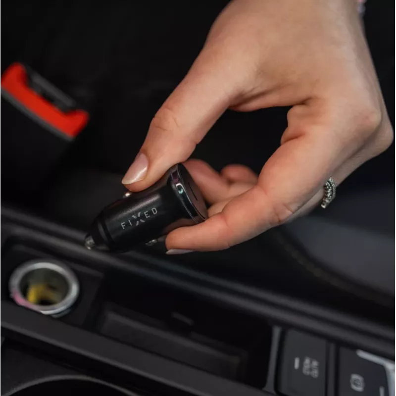 Auto USB-C nabíjačka FIXED FIXCC20N-C-BK 20W, jeden USB-C konektor, kompaktná čierna pre 12V zásuvku