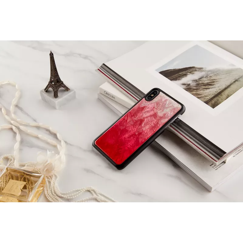 Puzdro na smartphone iKins pre iPhone XS Max – ružové jazero s čiernymi akcentmi
