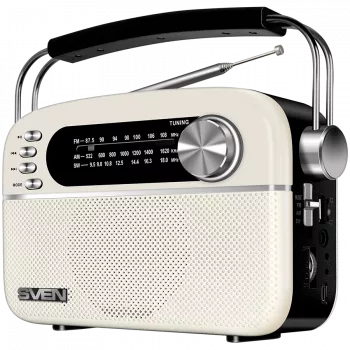 Reproduktor SVEN SRP-505, biely (3W, Bluetooth, FM/AM/SW, USB, microSD, AUX, batéria)