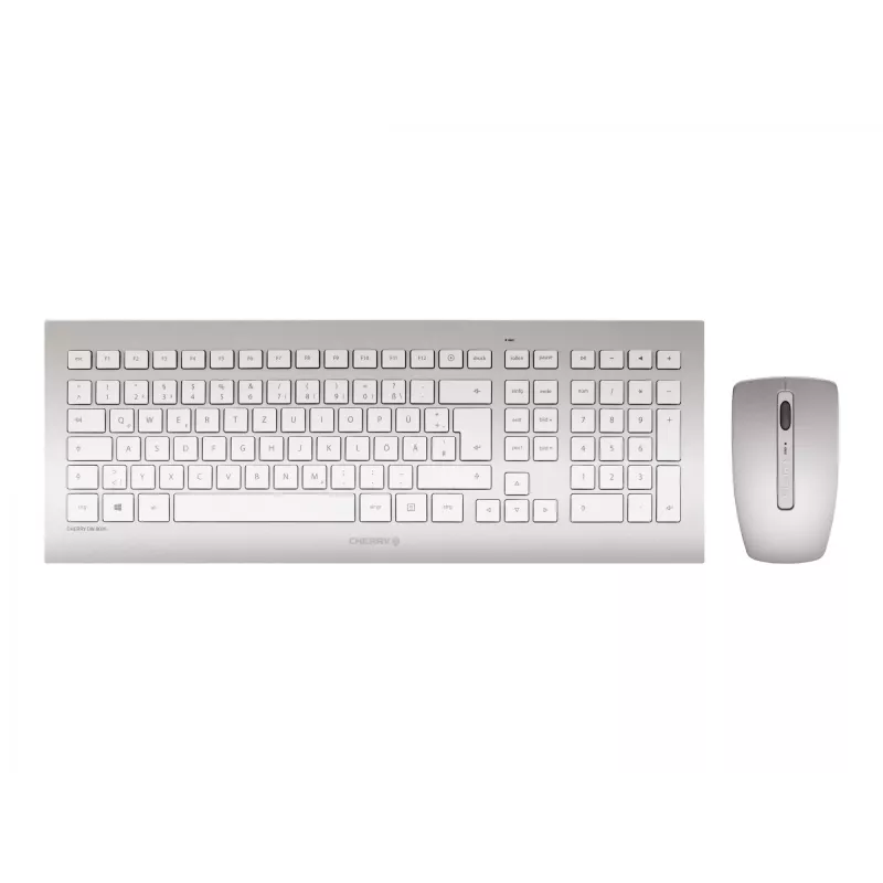 CHERRY DW 8000 klávesnica myš v balení kancelárska RF bezdrôtová francúzska strieborná, biela