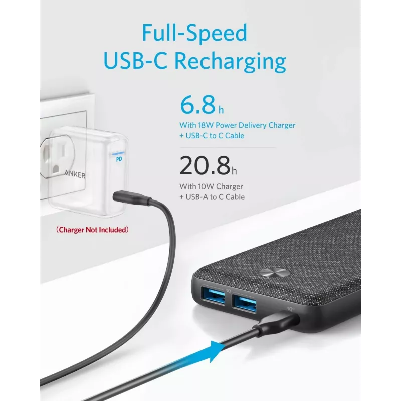POWER BANK USB 20000MAH čierna/A1365G11 ANKER