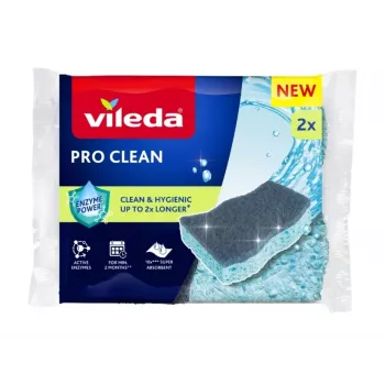 Viskózová drsná špongia s enzýmami Vileda Pro Clean 2 ks
