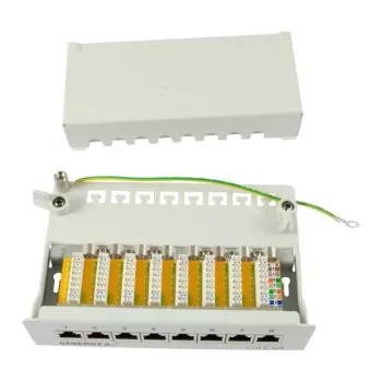 Patch panel 8xTP, CAT6A, 500 MHz, na omietku, svetlosivá, Syner (S216314)
