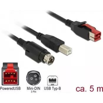 USB kábel DeLOCK 85491 USB 2.0 5 m USB B čierny