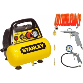 Bezolejový kompresor 6L+stlačený vzduch sada Stanley