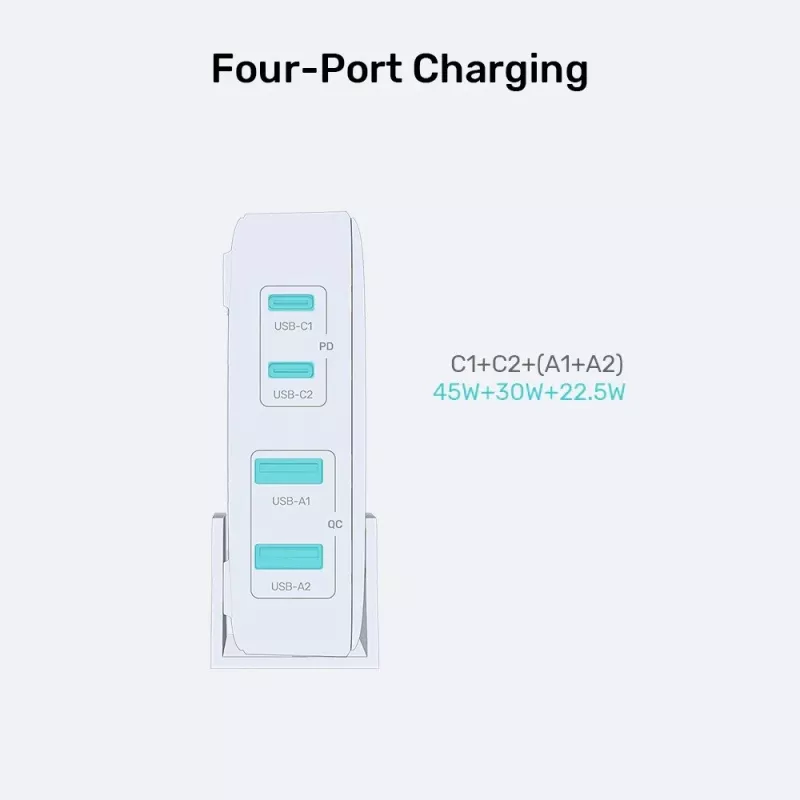 Unitek stolová nabíjačka P1229ABK01-EU 100 W s 2× USB-A a 2× USB-C