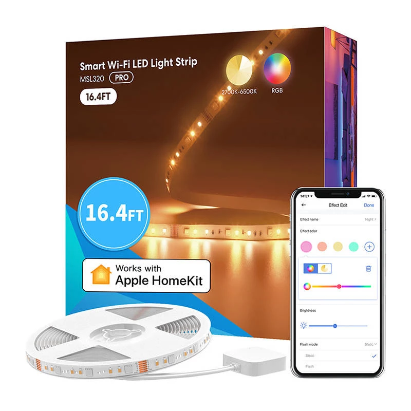 LED svetelný pás Meross MSL320CPHK 5 m RGBWW Wi‑Fi, adresovateľný RGB + teplá biela