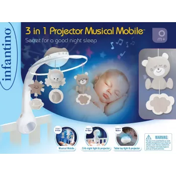 3in1 hudobný projektor kolotoč béžový