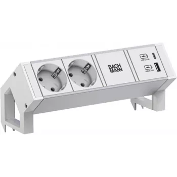 Bachmann DESK2 ALU biela 937.4022xCEE7/3 1xUSB A/C 22W 0 2m GST18