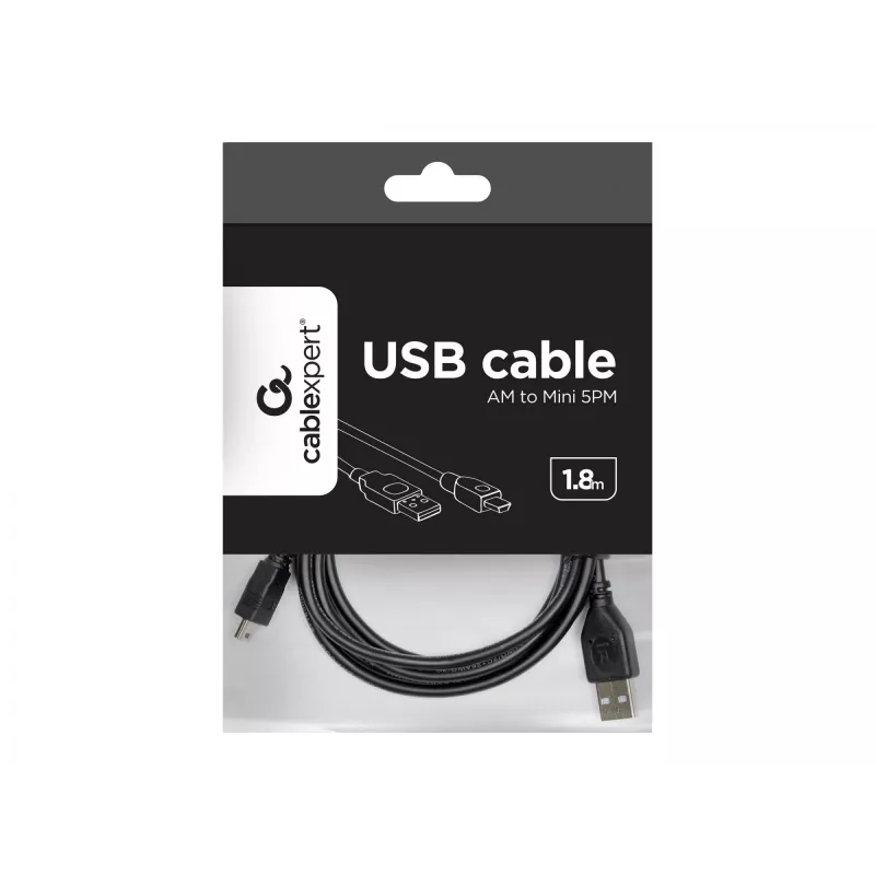 Gembird 1,8 m USB 2.0 A/Mini-USB M USB kábel USB A Mini-USB B čierny