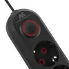 Predlžovacia zásuvka MACLEAN MCE394 B — 3 zásuvky + 3×USB A, 110–240V, 2,1A USB, 2500W, 1,5 m kábel, čierna
