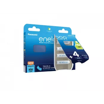 Nabíjacie batérie PANASONIC ENELOOP AAA 800 mAh 4 ks + puzdro (BK-4MCDE/4CP+CASE)