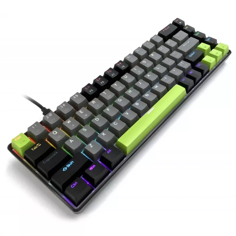 Mechanická klávesnica MEDIA-TECH MT1260 Red Core MX60, 60% formát, spínače CHERRY MX Red, RGB podsvietenie, USB, zelená