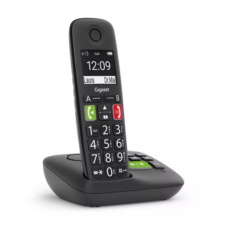 Gigaset E290A analógový/DECT telefón s identifikáciou volajúceho čierny