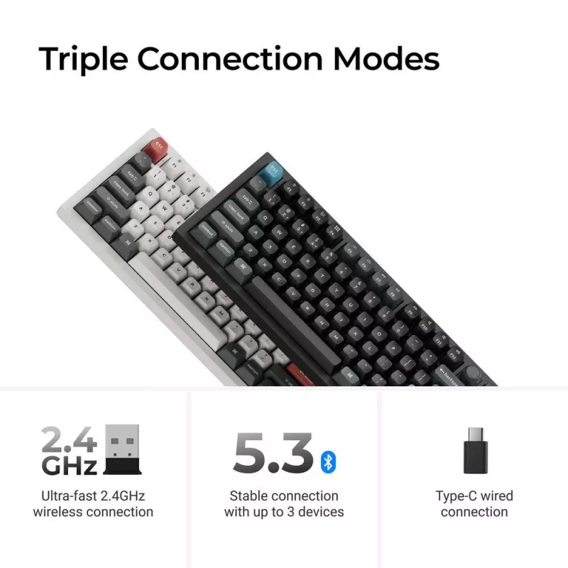 Mechanická klávesnica Keychron Q3 Ultra 8K — 80% QWERTY, káblová & Bluetooth, RGB, čierna