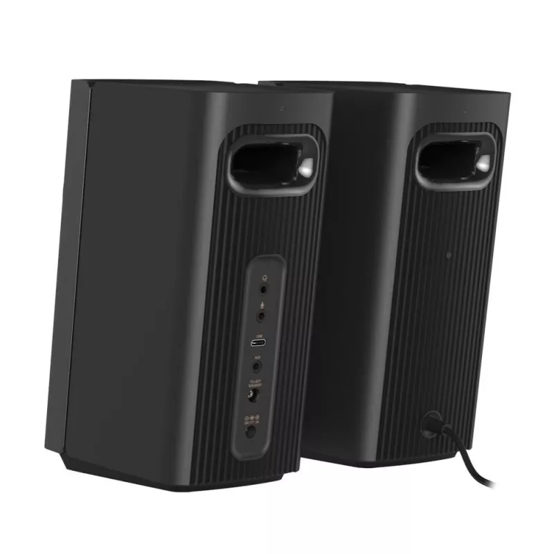 CREATIVE T60 2.0 kompaktné Hi-Fi stolové reproduktory s čistým dialógom a surround cez Sound Blaster SmartComms Kit, USB-C audio, mikrofón a headset konektory B
