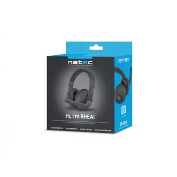 Drôtový binaurálny headset NATEC Rhea s mikrofónom na ramienku, 3,5 mm konektory, 2,2 m kábel, 32 Ω impedancia
