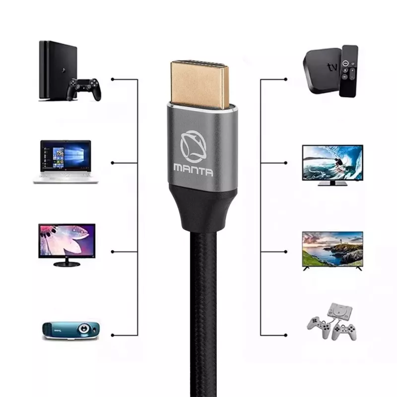 HDMI kábel MANTA HDMI-2MC 2 m, podporuje rozlíšenie až do 8K