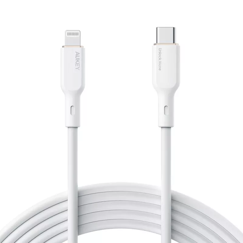 CB-SCL2 Biely silikónový kábel Lightning-USB-C USB Power Delivery USB-PD