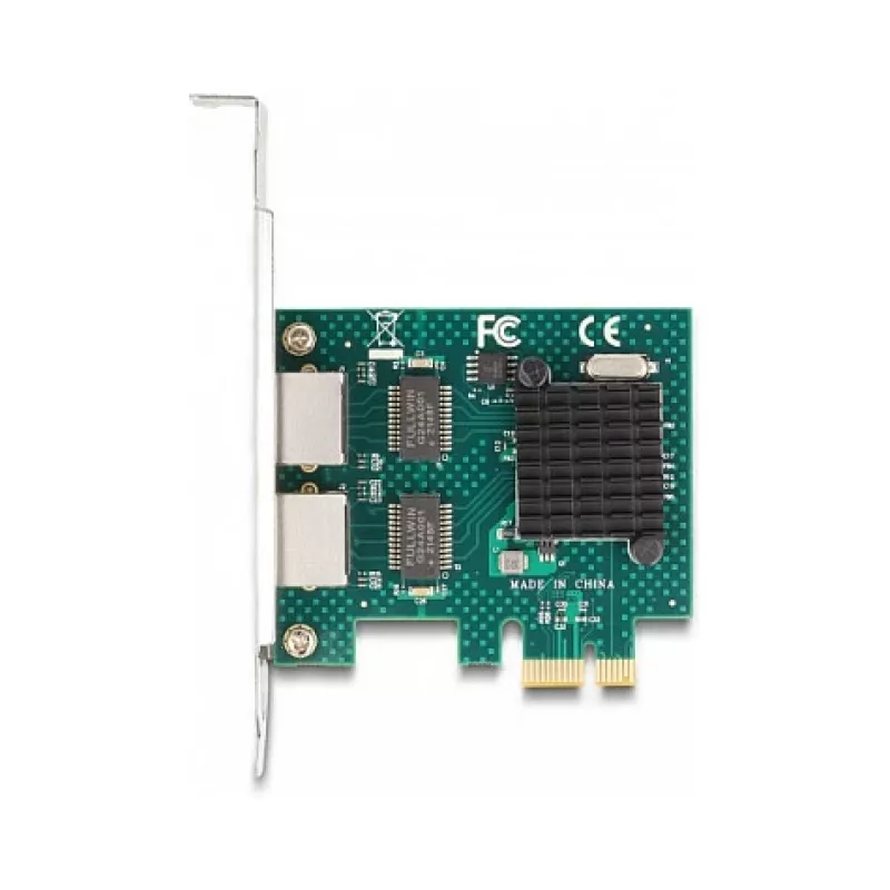 DeLOCK PCI Express x1 karta 2 x RJ45 Gigabit LAN BCM sivá