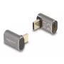 DeLOCK USB adaptér 40 Gbit/s USB Type-C PD 3.0 100 W konektor samec na konektor samica zahnutý 8K 60 Hz kovový
