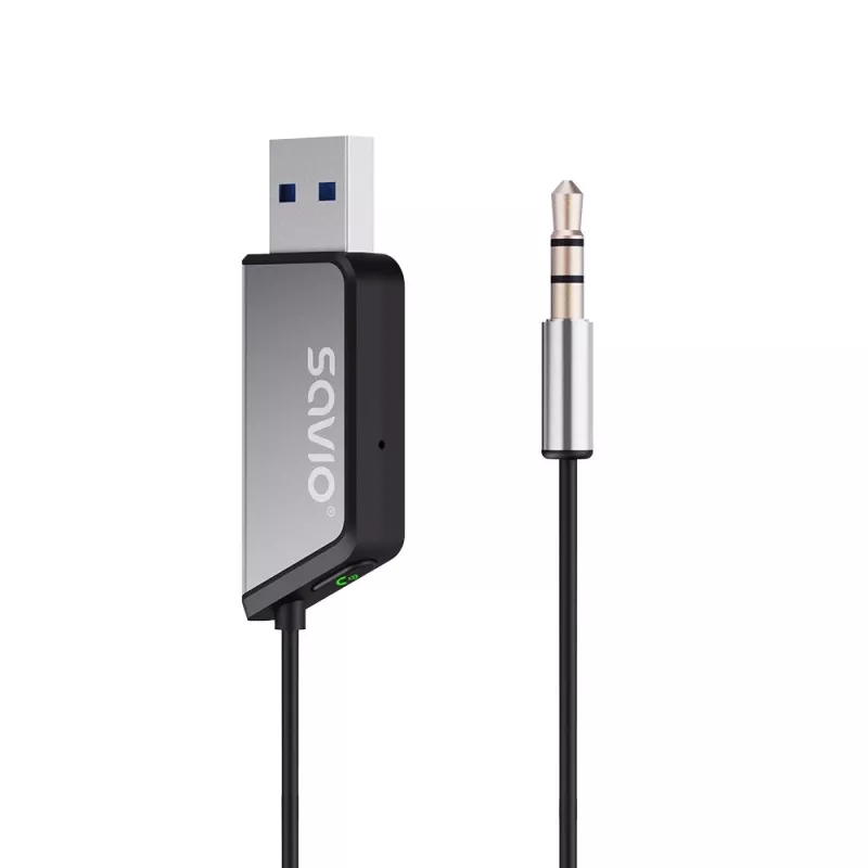 Savio TR-16 vysielač AUX adaptér s funkciou handsfree, Bluetooth 5.3, Google Assistant/Siri