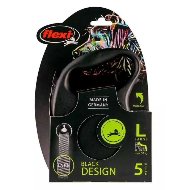 Flexi Black Design L 5 m vôdzka pre psov s navíjacím mechanizmom