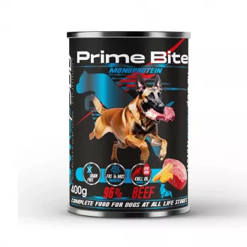 PRIME BITE Monoprotein Hovädzina s mrkvou - mokré krmivo pre psy - 400g