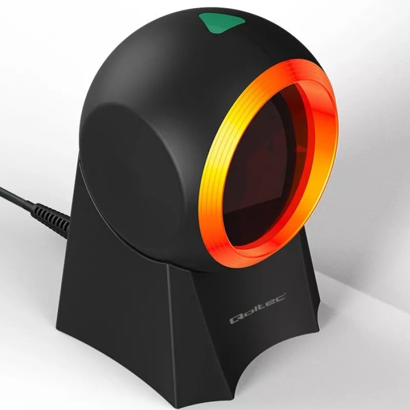 Qoltec 50857 káblová stolová čítačka čiarových kódov, 1D/2D, QR, USB, kábel 1,75 m