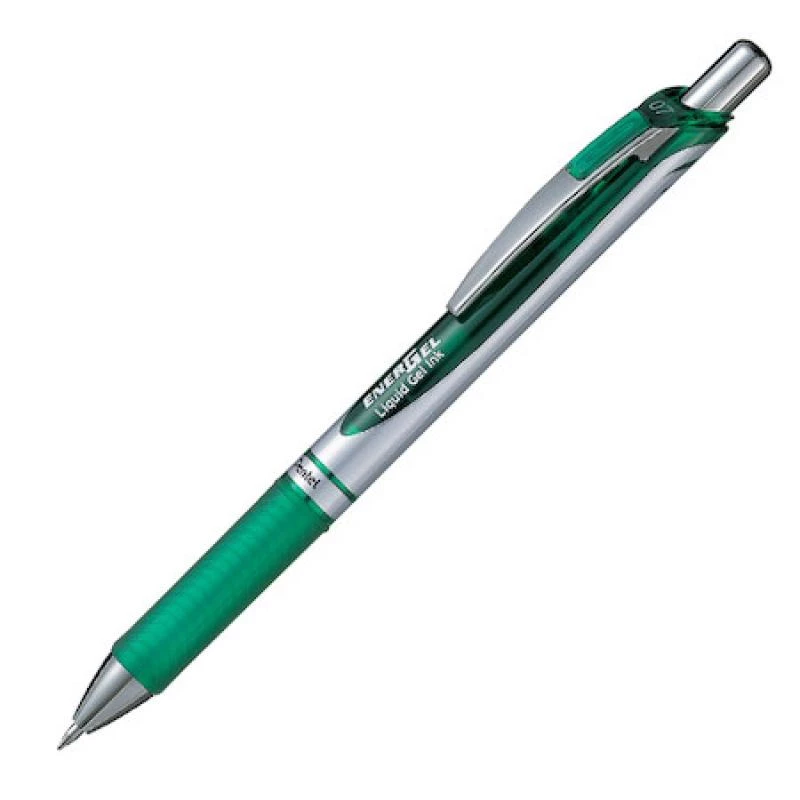 Zasúvací gélový roller Pentel EnerGel Xm zelený