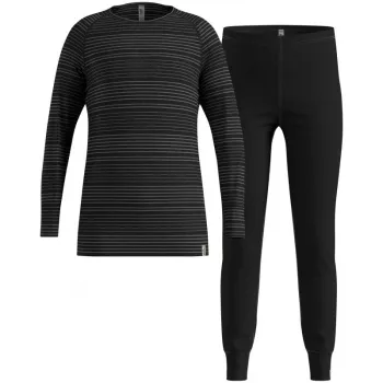 Odlo Set long ACTIVE WARM ECO SET detská spodná bielizeň, veľkosť 140 cm, čierna a sivá