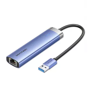 Vention TGFSB USB 3.2 Gen 1 (3.1 Gen 1) Type-A 5-portový hub s Gigabit RJ-45 a USB-C, modrý