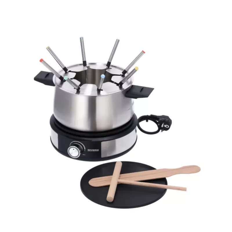Severin FO 2471 kombinácia fondue a palaciniek, čierna/nehrdzavejúca oceľ