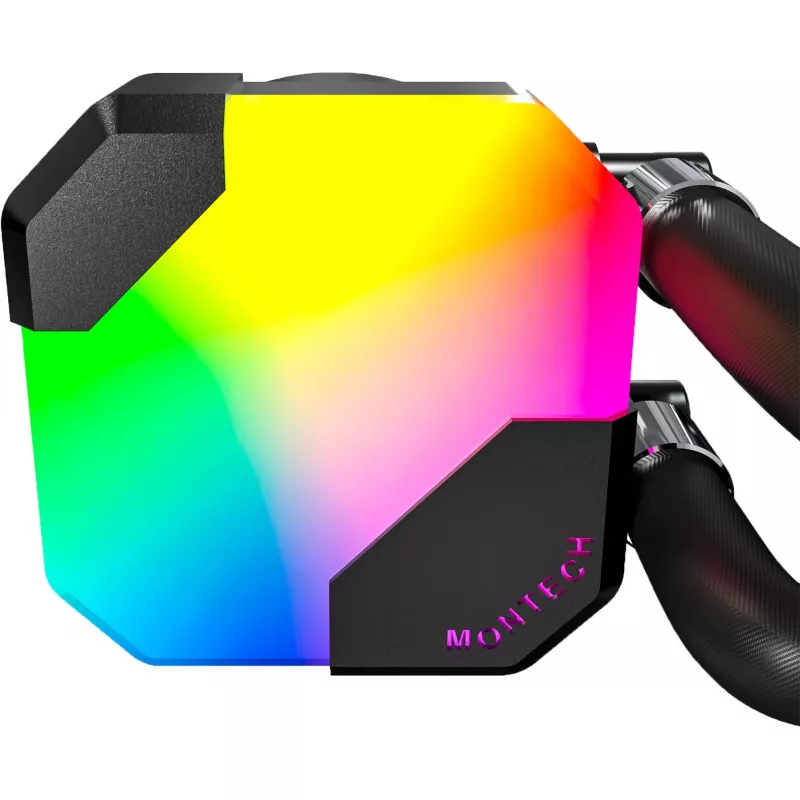 AIO vodné chladenie Montech Hyper Flow ARGB 360 mm čierne – 360 mm radiátor, ARGB, uzavretý CPU chladič