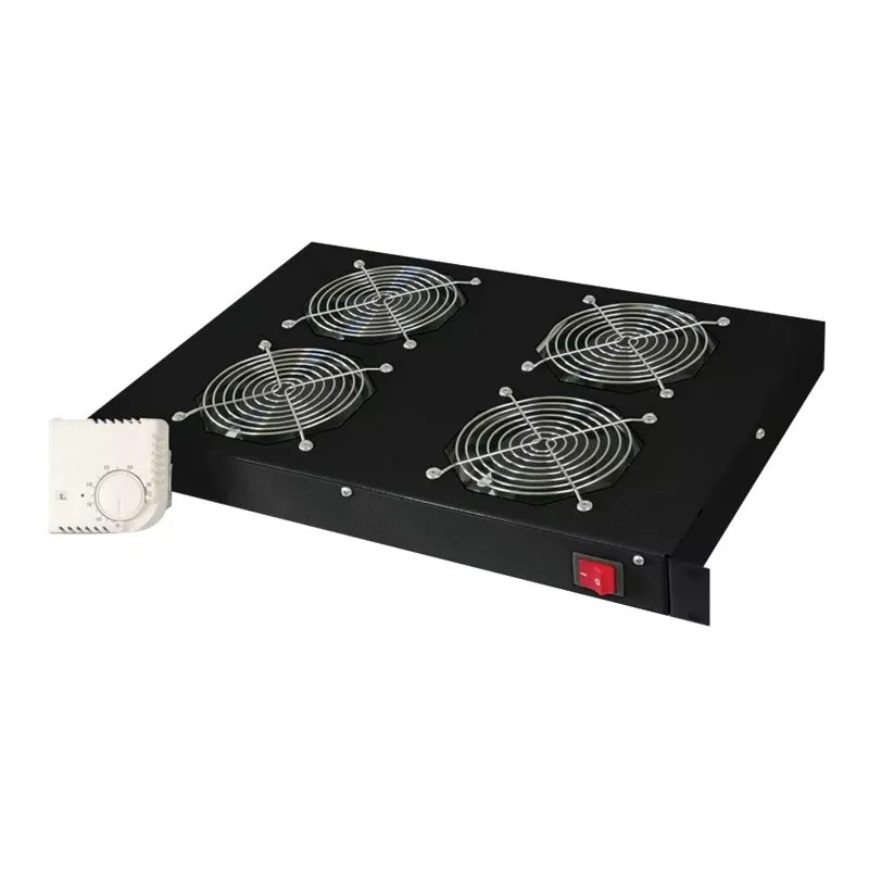 Digitus DN-19 FAN-4-HO-SW 19-palcová strešná vetracia jednotka, 4 ventilátory, termostat, čierna