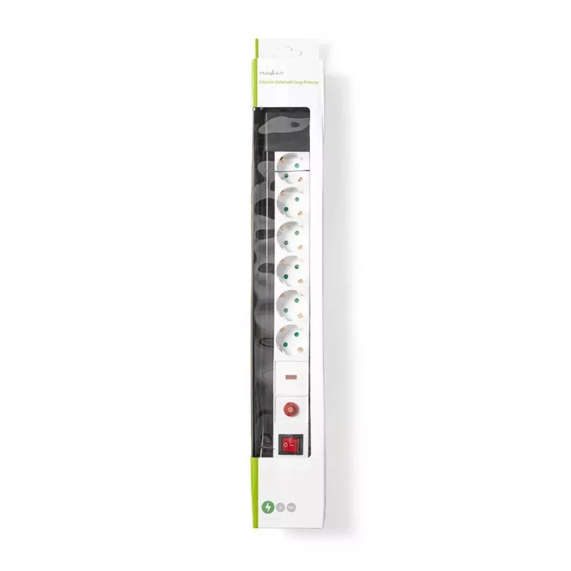 Nedis EXS630SPF1PRO predlžovací kábel 3 m 6 AC zásuviek interiér čierny, biely
