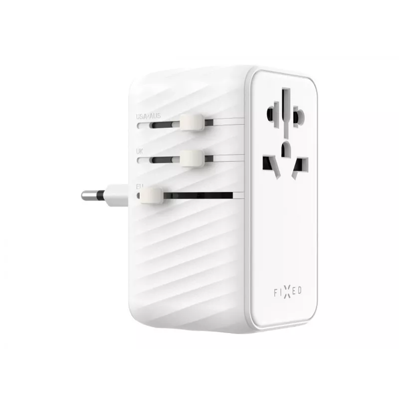 Fixed | Voyager 85W cestovný adaptér pre EÚ, UK a USA/AUS, so 4xUSB-C a 1xUSB výstupom | adaptér