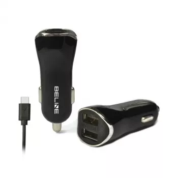 Autonabíjačka 2xUSB + USB-C 2,1A čierna