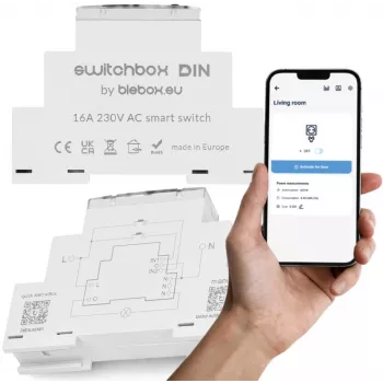 Reléový modul bleBox Switchbox 36806 — 8-kanálová reléová jednotka pre DIN lištu