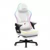 RGB biela meshová herná stolička