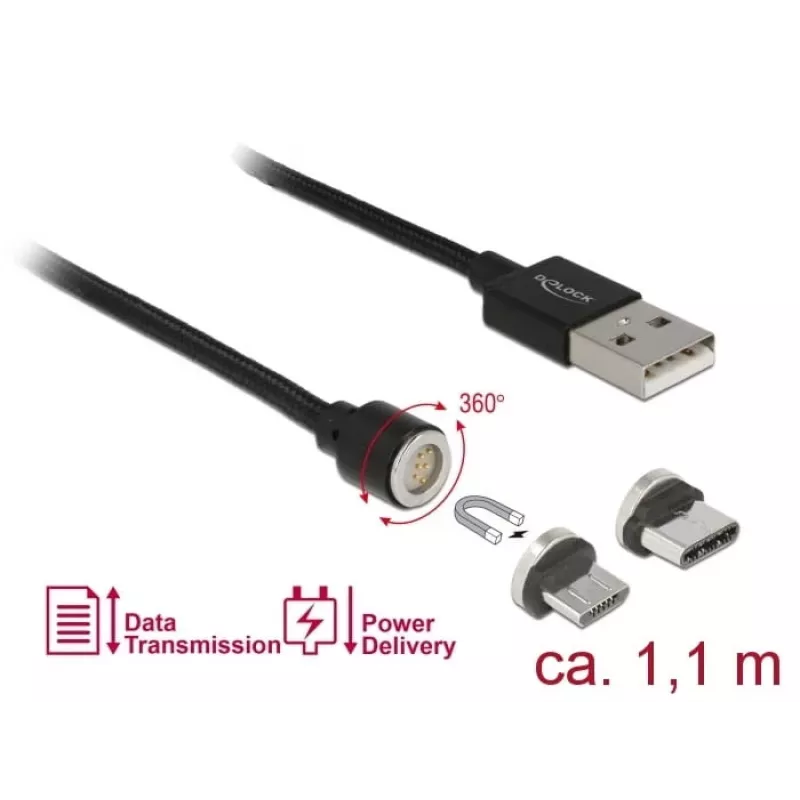 USB kábel DeLOCK 85723 USB 2.0 1,1 m USB A USB C/Micro-USB B čierny