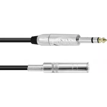 Audio kábel Omnitronic 6,3 mm stereo jack predlžovací, 3 m, čierny