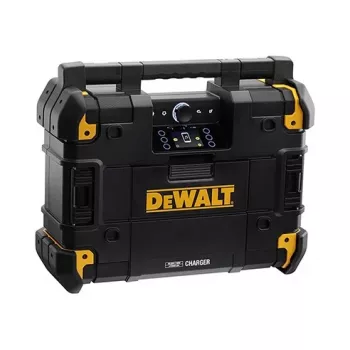 Prenosné rádio DeWalt DWST1-81078-QW — digitálny AM/FM tuner, LED displej, 4 reproduktory, napájanie AC/DC, USB port, AUX výstup