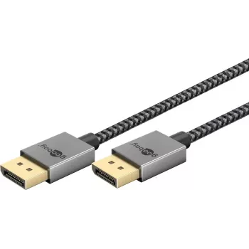 DisplayPort kábel 2.0/2.1 tenký (strieborná/čierna, 1 meter)