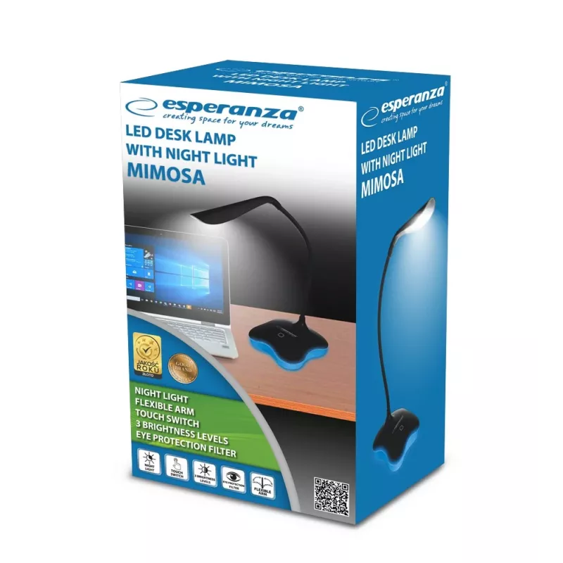 Esperanza ELD105K Mimosa LED stolová lampa, 3 W, čierna
